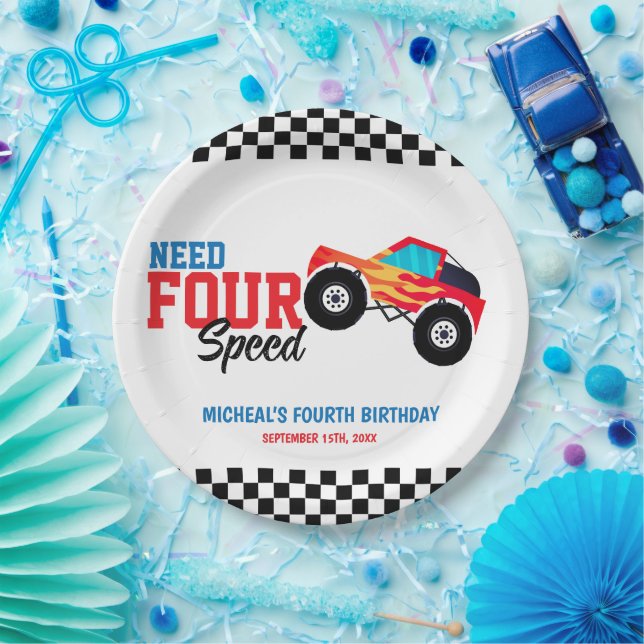 Need Four Speed Monster Truck Paper Napkin Paper Plate (Party)
