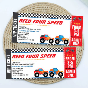 Need Four Speed Monster Truck Race Ticket Invitation