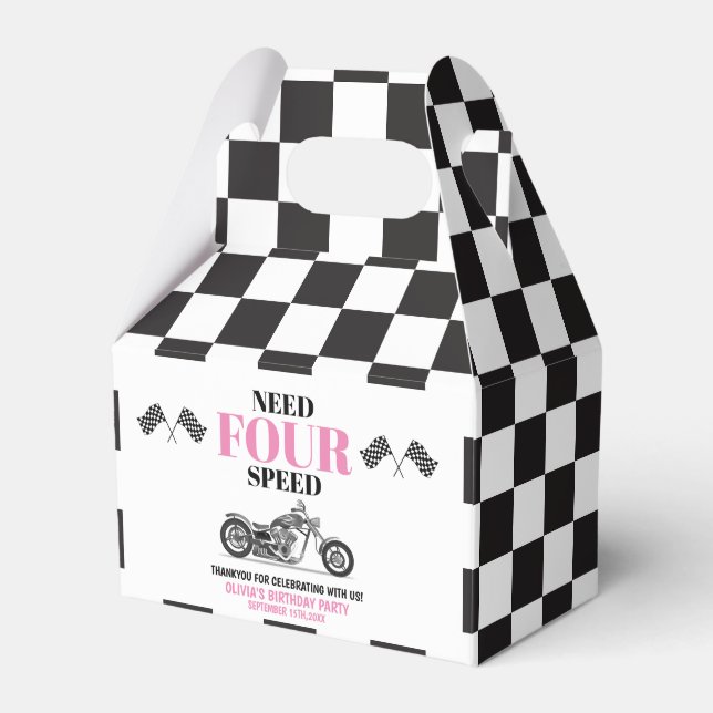 Need Four Speed Pink Heavy Bike Fourth Birthday  Favour Box (Front Side)