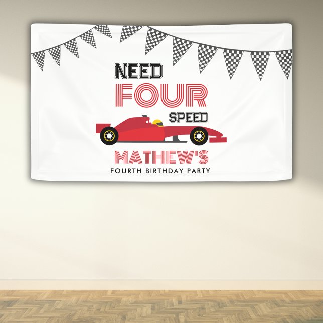 Need Four Speed Race Car 4th Birthday Party  Banner (Creator Uploaded)