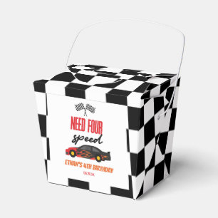 Need Four Speed Red Race Car 4th Birthday Party Favour Box