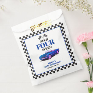 Need Four Speed Sports Car Blue Fourth Birthday Favour Bags