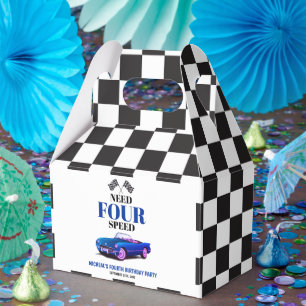 Need Four Speed Sports Car Blue Fourth Birthday Favour Box