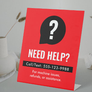 Need Help Red & Black Laundromat Business Pedestal Sign