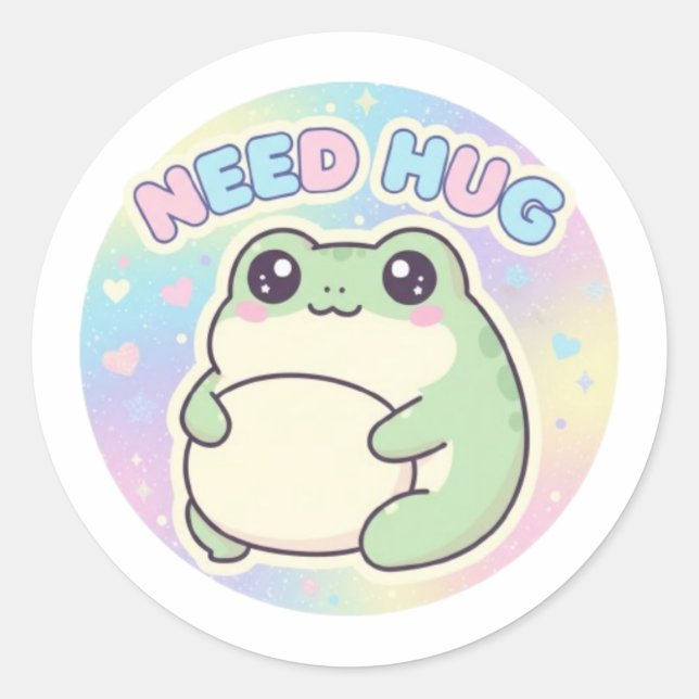 Need Hug Frog Sticker Cute Self Hug Frog Kawaii Ae (Front)