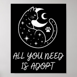 Need is Adopt Funny Cat Lover Cute Cat Vintage Poster