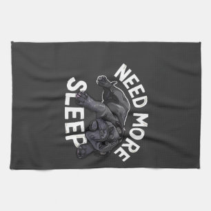 Need More Sleep Bulldog Humour for Dog Lovers Tea Towel