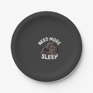 Need More Sleep Bulldog Illustration for Dog Paper Plate
