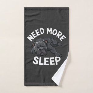 Need More Sleep Bulldog Illustration Relaxation Hand Towel
