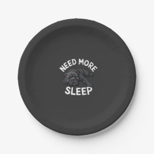 Need More Sleep Bulldog Illustration Relaxation Paper Plate