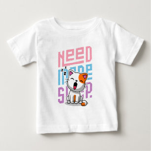 Need more Sleep   Funny Cat cute yawn expression Baby T-Shirt