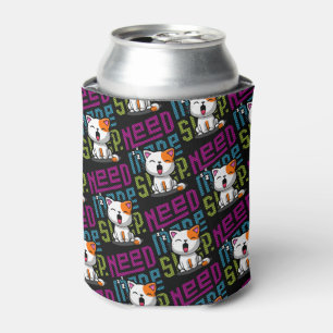 Need more Sleep Funny Cat cute yawn expression Can Cooler