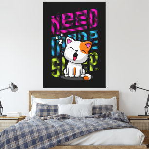 Need more Sleep Funny Cat cute yawn expression Canvas Print