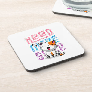 Need more Sleep Funny Cat cute yawn expression Coaster