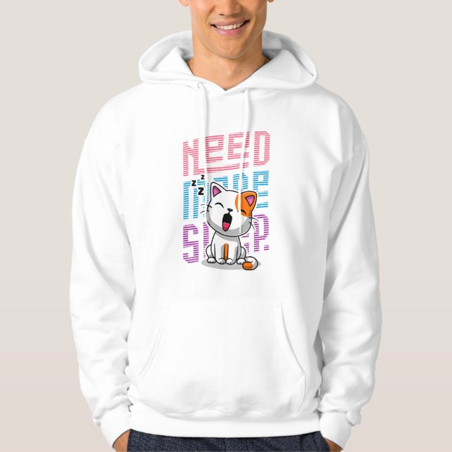 Need more Sleep | Funny Cat cute yawn expression Hoodie (Front)