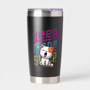 Need more Sleep   Funny Cat cute yawn expression Insulated Tumbler
