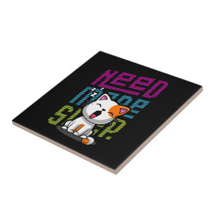Need more Sleep   Funny Cat cute yawn expression Tile