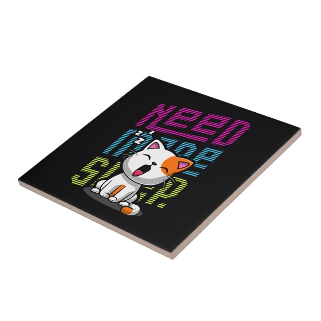Need more Sleep | Funny Cat cute yawn expression Tile (Side)