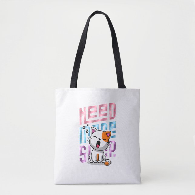 Need more Sleep | Funny Cat cute yawn expression Tote Bag (Front)