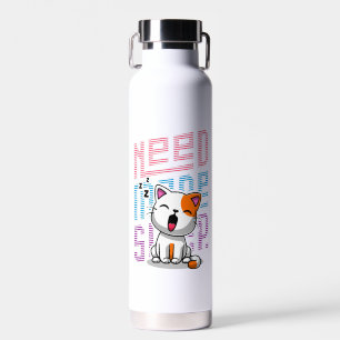 Need more Sleep Funny Cat cute yawn expression Water Bottle