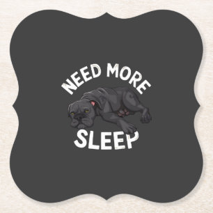 Need More Sleep Tired Dog Illustration for Dog Paper Coaster