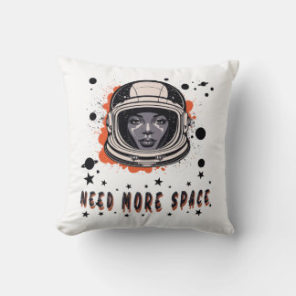 Need More Space – Astronaut Throw Pillow