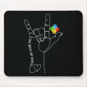 Need No Word Asl Autism Awareness Sped Teacher 5 Mouse Mat