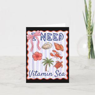 Need Ocean Vibes Girly Coastal nk Bow Coquette es Card