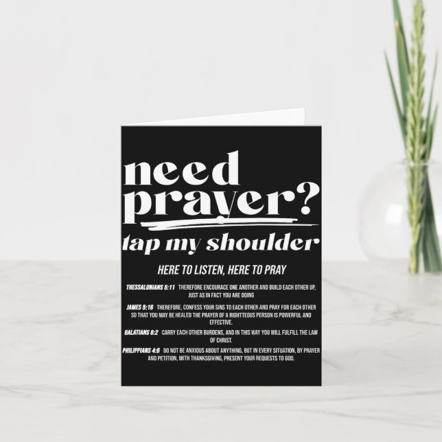 Need Prayer Tap My Shoulder Christian Men Women (o Card (Front)
