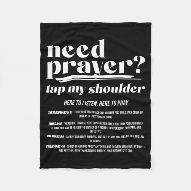 Need Prayer Tap My Shoulder Christian Men Women (o Fleece Blanket (Front)