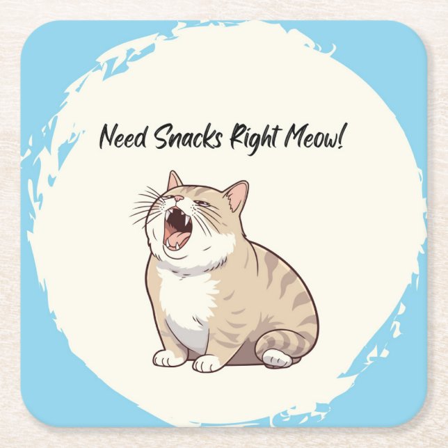 Need Snacks Right Meow 6 Paper Coasters (Front)