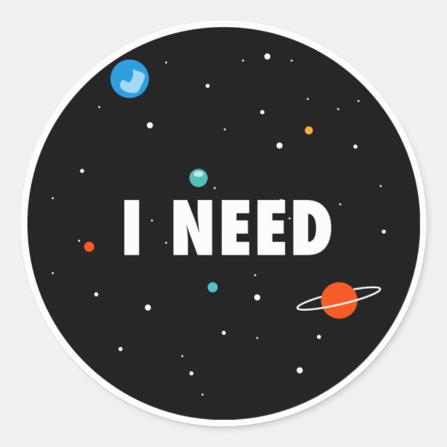 need space classic round sticker (Front)