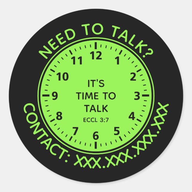 NEED TO TALK? Mental Health Contact Helpline Classic Round Sticker (Front)