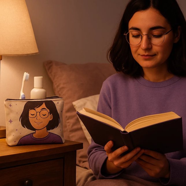 Need with illustration - calm for your day to day accessory pouch (Lo último que haré es lavarme la boca ya que estoy de viaje y me ha venido genial este neceser.)