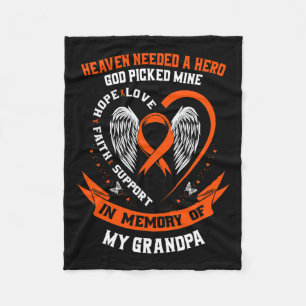 Needed A Hero God Picked My Grandpa Leukaemia Memo Fleece Blanket