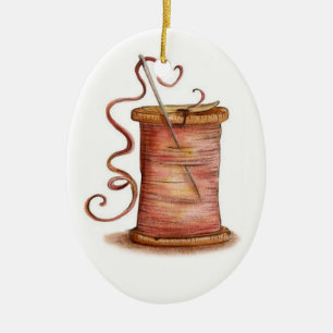 needle and thread ornament