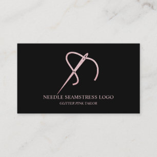Needle and Thread Rose Gold Seamstress or Tailor Business Card