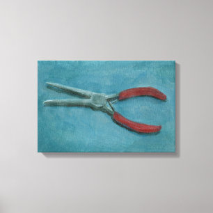 Needle-nose pliers still life acrylic painting canvas print