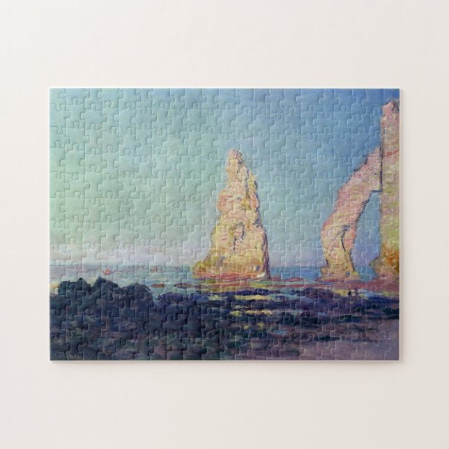 Needle of Etretat Low Tide Monet Fine Art Jigsaw Puzzle (Horizontal)