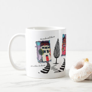 Needle punch design abstract houses mug/home sweet coffee mug