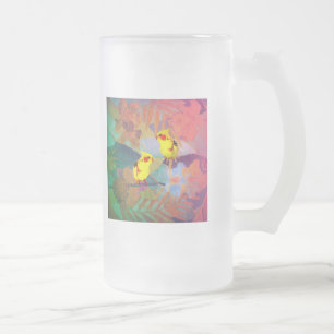 Needlepoint Bird-lovers Frosted Glass Beer Mug