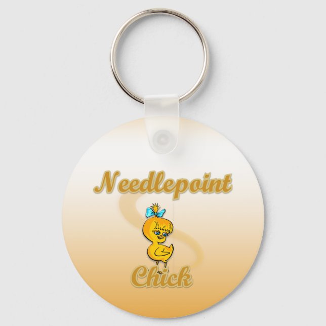 Needlepoint Chick Key Ring (Front)