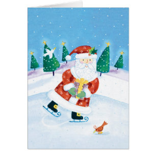 Needlepoint ice Santa Christmas customisable card