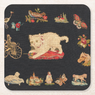 Needlepoint Kitty Cat Party Coaster