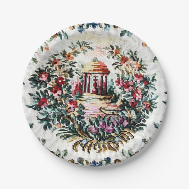 NEEDLEPOINT LANDSCAPE 2 PAPER PLATES (Front)