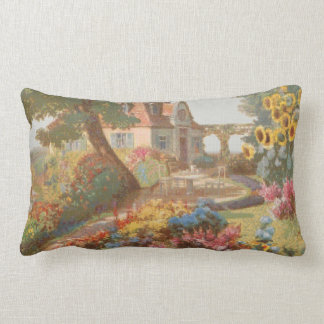 Needlepoint Style Garden House Lumbar Cushion
