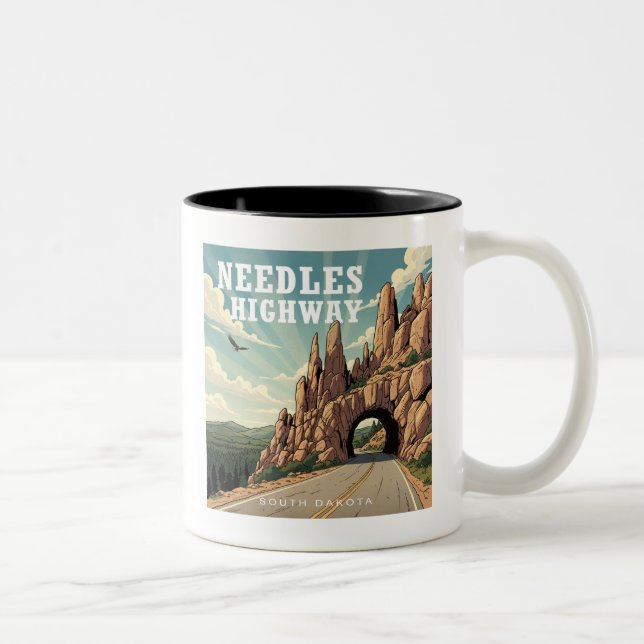 Needles Highway South Dakota Eagle Two-Tone Coffee Mug (Right)