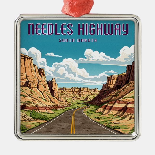 Needles Highway South Dakota Landscape Metal Tree Decoration (Front)