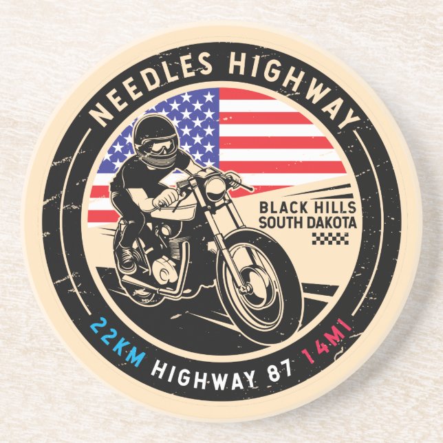 Needles Highway South Dakota Motorcycle Coaster (Front)