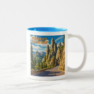 Needles Highway South Dakota Rainbow Two-Tone Coffee Mug